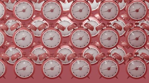 Seamless Looping Red Alarm Clocks Background