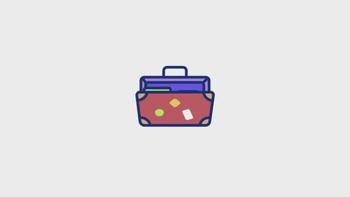Animated Flat Design Travel Suitcase Icon