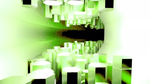 Green 3D cubes tunnel background