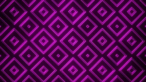 Pink On Black Abstract Neon Glowing Square Patterns Background Vj Loop Animation In HD