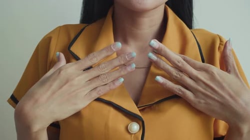 Unrecognizable Woman Displaying Pastel Blue Nails Polish