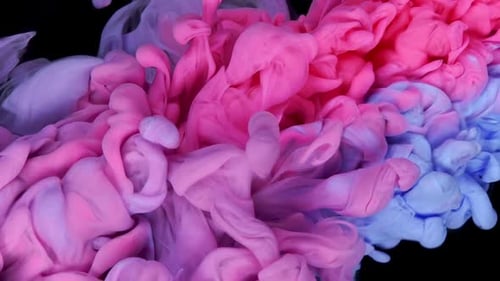 Colorful Ink Swirls Abstractly on Black Background