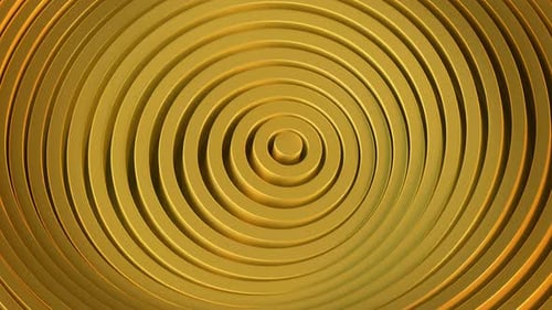 Círculos dorados con efecto de ondulación. Animación en bucle VJ renderizada en 3D