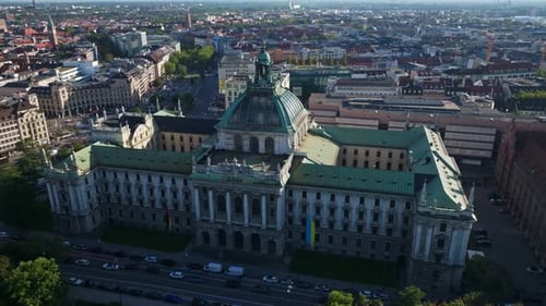Aerial view of the District Court Munich I in Munich, Germany.