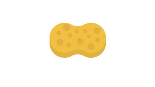 Flat Design Sponge with Bubbles Animation