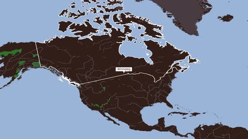 Rotating Map Of Winnipeg City, Canada