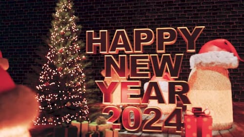 Happy New Year 2024 Festive 3D Greeting Animation