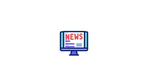 Animated News Monitor Icon for Broadcast or Digital Media
