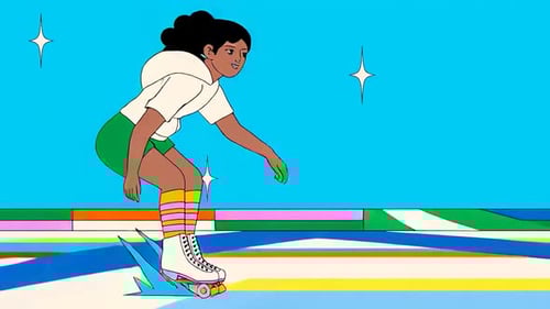 Modern Cartoon Roller Skater Animation Loop