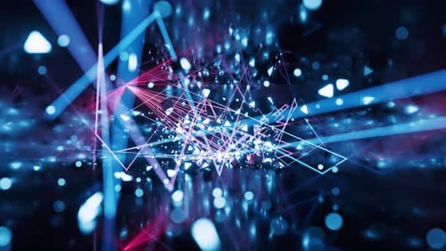 Glowing neon lines tunnel