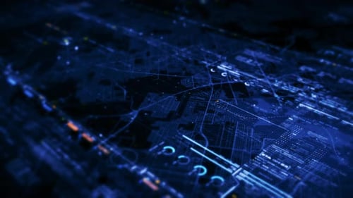 Advanced Data Matrix City Map Simulation HUD 12