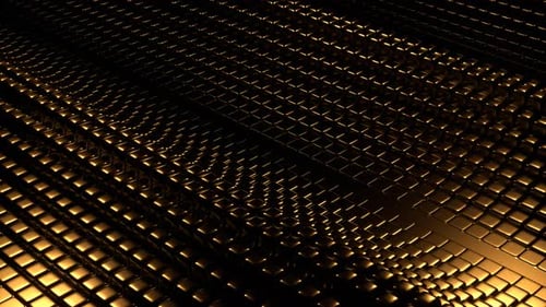 Golden Cyber Waves Background Vj Loop I 4K