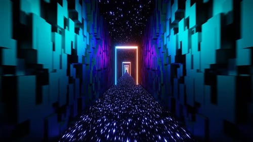 Blue to Purple Into Star Tunnel Background Loop Animation in 4K