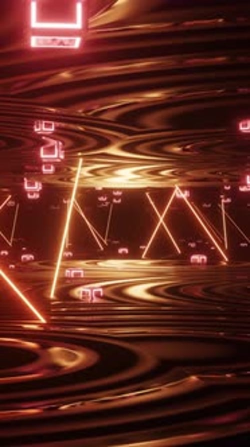 Futuristic Neon Tunnel with Glowing Cubes Seamless Background