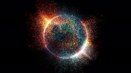 Abstract Colorful Particle Sphere Rotation Loop Background