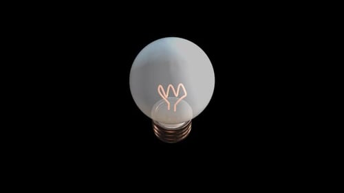 Animated 3D Light Bulb Idea Concept with Flickering Filament