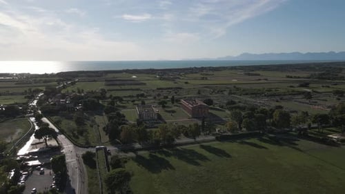 Vue aérienne de Paestum, Salerne, Campanie, Italie.