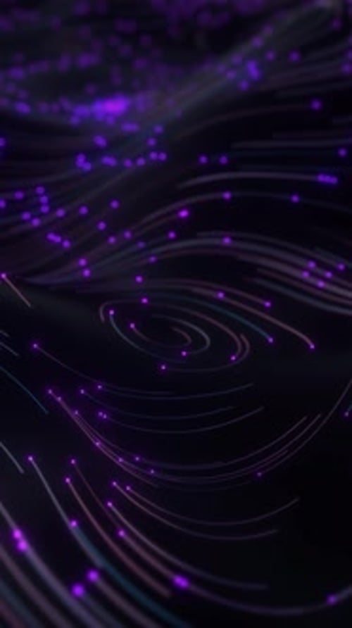 Abstract Digital Flowing Lines with Glowing Particles Background