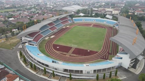 Aerial view of Landmark Stadium Mandala Krida Yogyakarta, Indonesia