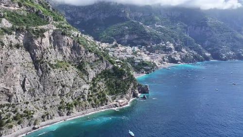 Amalfi Coast At Positano In Salerno Italy.