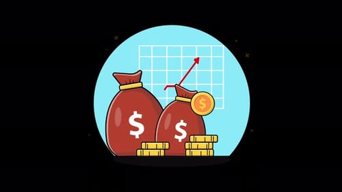 Animated Money Bags Financial Growth Chart