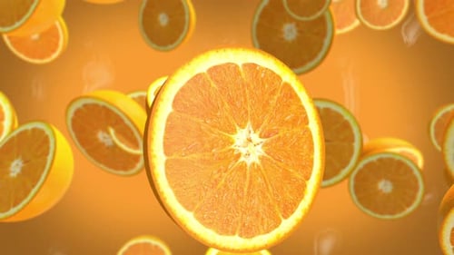 Vibrant Falling Orange Slices Seamless Loop Background