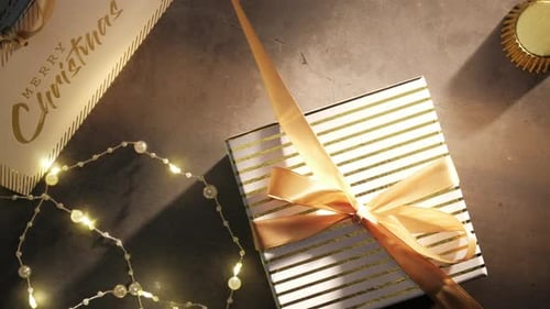 Festive Christmas Gift and Golden Decorations