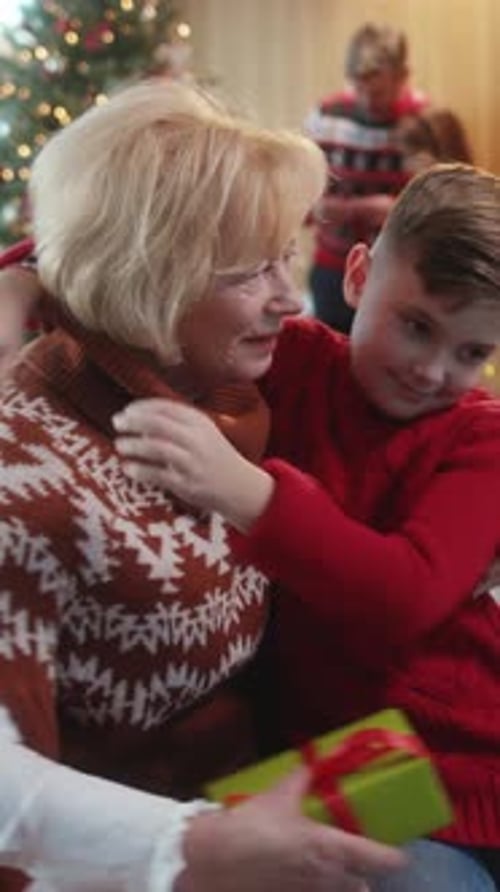 Grandmother and Grandson Share a Sweet Holiday Moment