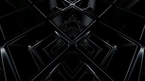 Sleek Dark Geometric Grid Tunnel Loop Background