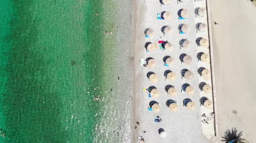 Drone View of Beach with Turquoise Water