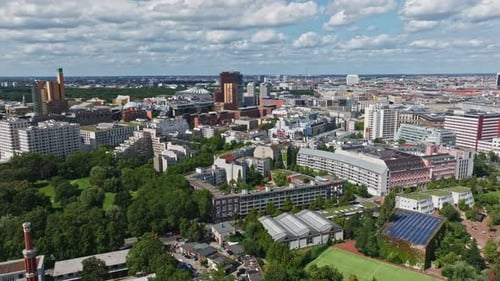 Aerial view of the Mitte district in Berlin, Germany.