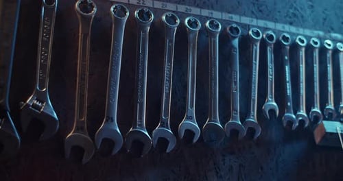 Rows of Tools for Repair Hanging on Wall