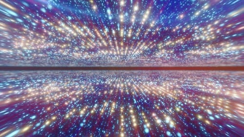 Abstract glowing energy hi-tech lines and digital particles tunnel