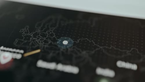 Modern Technology Interface Showing Map of the World