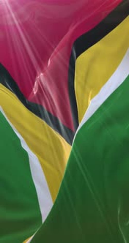 Waving Flag Of Guyana With Realistic Fabric Motion