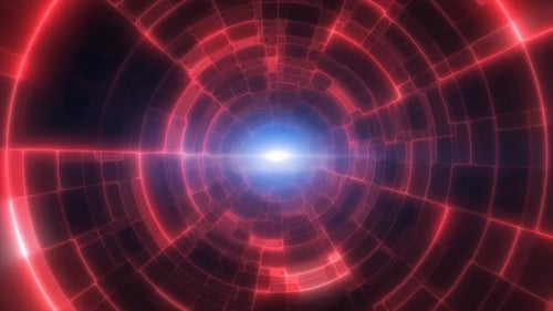 Red energy tunnel with glowing bright electric magic lines scientific futuristic hi-tech