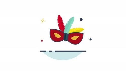 Animated Feathered Mask Icon for Celebrations
