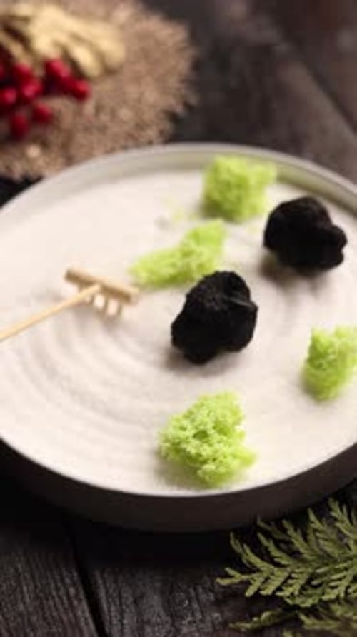 Japanisches Dessert im Sand. Nahaufnahme