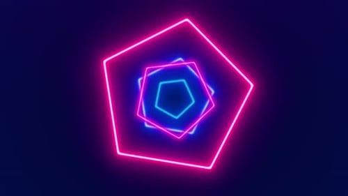 Neon Tunnel Geometric Pink And Blue Background