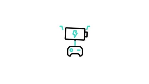 Animated Battery Charging Icon with Gamepad Controller