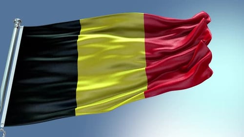 Waving Belgian Flag Loop with Realistic Fabric Movement