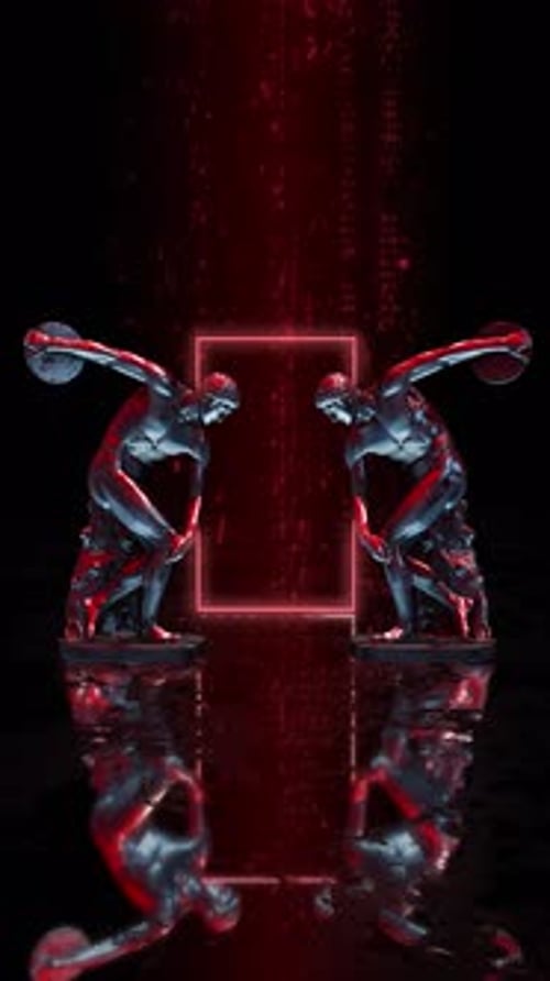Estátuas espelhadas cromadas Roman Discobulus Vertical Vj Loop