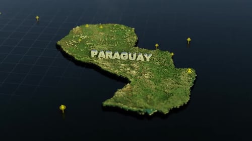 Animated 3D Map of Paraguay with Geographic Details