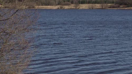 Dunkler Wasserfluss am Fluss Daugava im Spätherbst