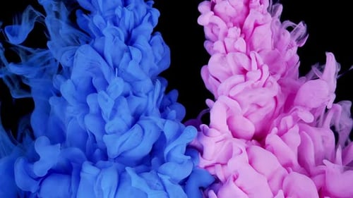 Elegant Blue and Pink Glitter Ink Dissolving in Water Abstract Bliss