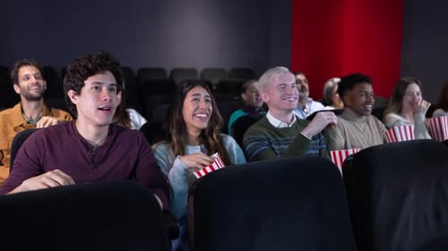 Audience Laughing and Enjoying Movie in Slow Motion