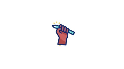 Animated Hand Drawing with Pencil in Flat Design Style