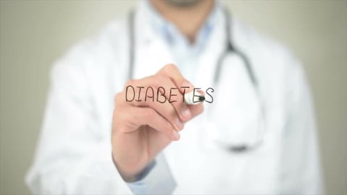 Diabetes, Doctor Writing on Screen