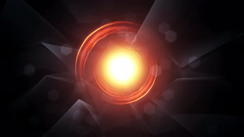 Glowing Circular Abstract Energy Pattern Against a Dark Geometric Background