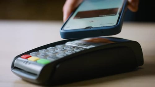 Contactless Payment With Mobile Phone Over Card Reader